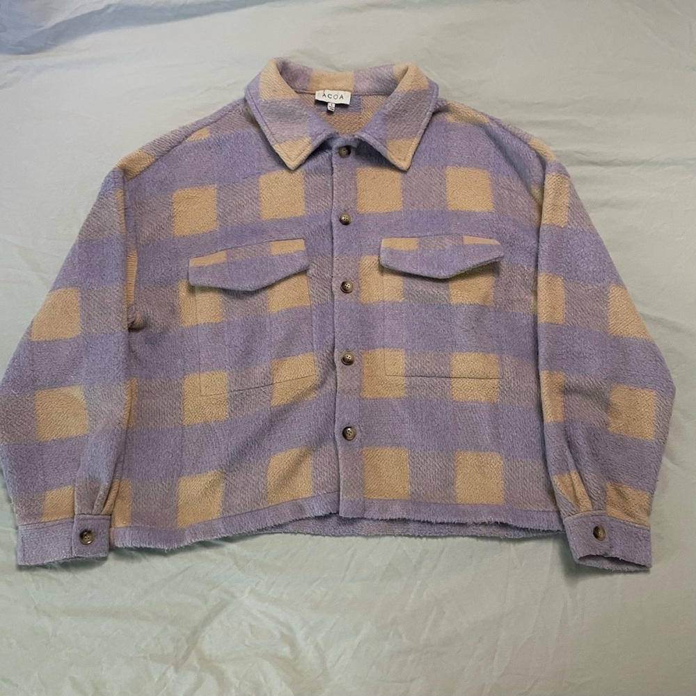 ACOA 2000s y2k yellow and purple checker jacket